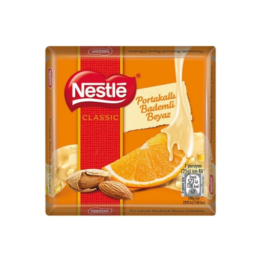 Nestle Classic Beyaz Kare Portakallı Bademli Çikolata 60 Gr.. ürün görseli