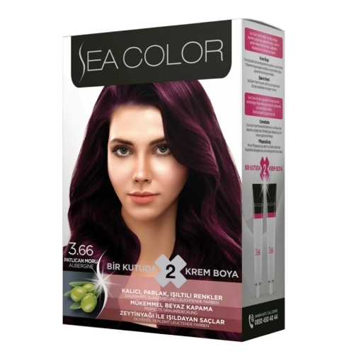 Sea Color Kit Saç Boyası Patlıcan Moru 3.66. ürün görseli