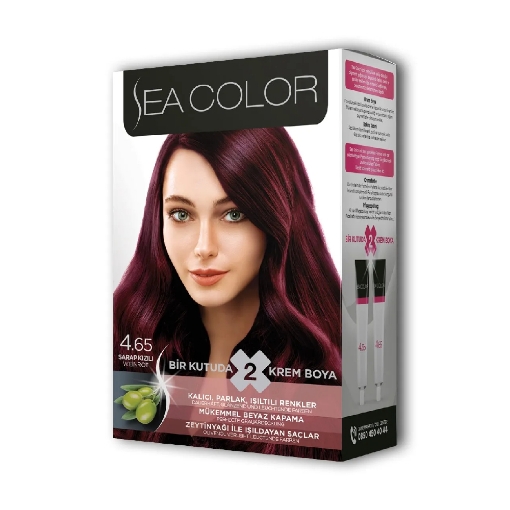 Sea Color Kit Saç Boyası Şarap Kızılı 4.65. ürün görseli