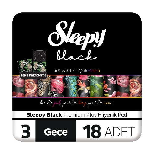 Sleepy Hijyenik Ped Black Super Eko Gece 18'li. ürün görseli