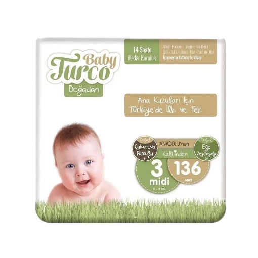 Baby Turco Doğadan Bonus Paket Midi 136'lı Bebek Bezi (3). ürün görseli