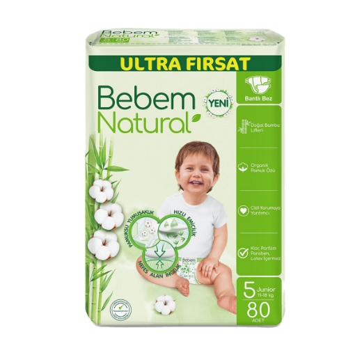 Bebem Natural Ultra Fırsat Paketi Junior 80'li Bebek Bezi (5). ürün görseli