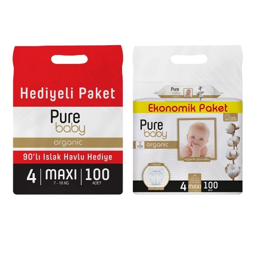 Pure Baby B.Bezi Eko Maxi 100'Lu+Havlu (4). ürün görseli