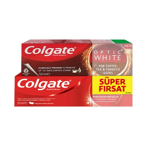 Colgate Optic White Cay&Tutun+Parildayan 2x50ml. ürün görseli