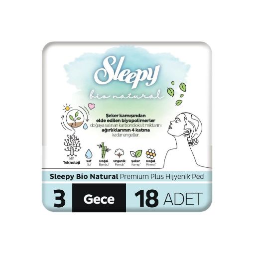 Sleepy Bio Natural Premium Plus Hijyenik Ped Gece. ürün görseli