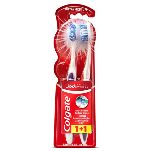 Colgate Diş Fırçası 360 Optik Beyaz 1+1 Orta. ürün görseli