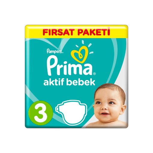 Prima Bebek Bezi Aktif Bebek 3 Beden Fırsat Paketi 62 Li. ürün görseli