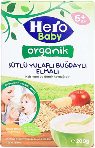 Hero Baby Organik Sütlü Buğdaylı Yulaflı Elmalı 200 Gr. ürün görseli