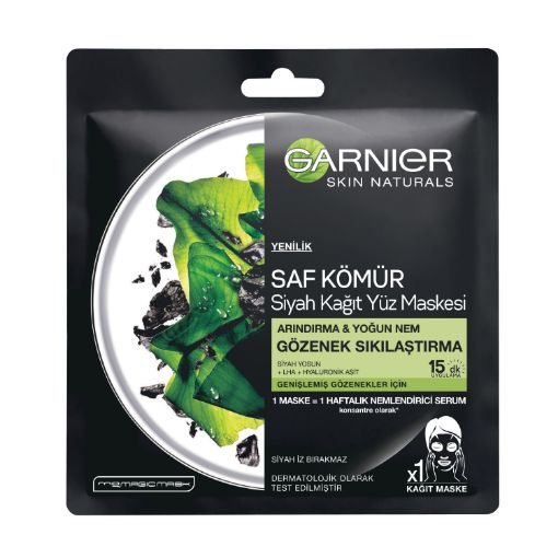 Garnier Kömür Ve Siyah Yosun Matlaştırıcı Kağıt Yüz Maskesi. ürün görseli