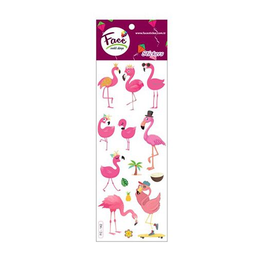 Flamingo Face Sticker. ürün görseli