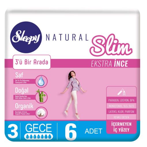 Sleepy Natural Slim Süper İnce Gece Hijyenik Ped 6 lı. ürün görseli
