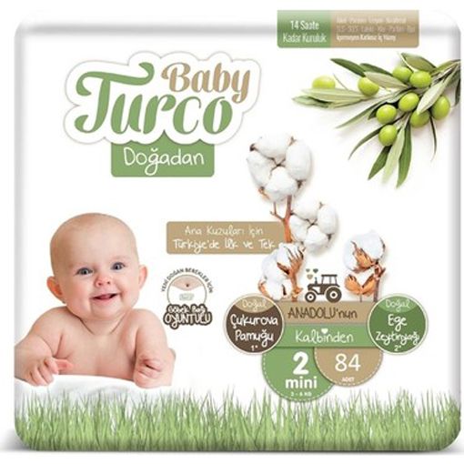 Baby Turco Doğadan 2 Numara Mini 68'li Bebek Bezi. ürün görseli