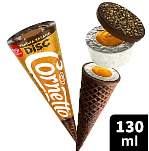 Algida Cornetto Disc Vanilya & Karamel 130 ml. ürün görseli