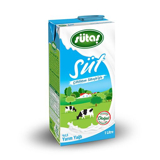 Sütaş Yarım Yağlı Süt UHT 1 lt. ürün görseli