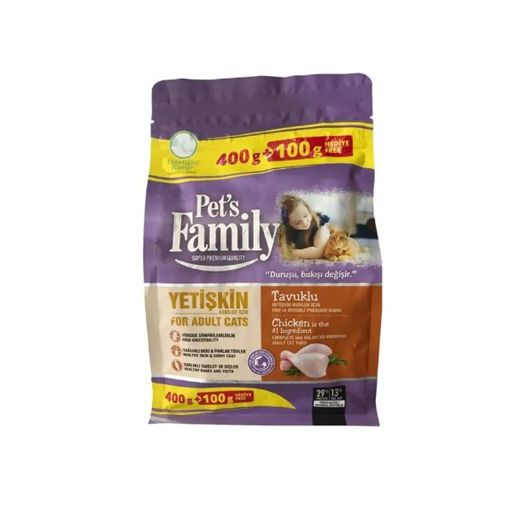 Pets Family Kedi Kuru Mama Yetişkin Tavuklu 400+100 Gr. ürün görseli