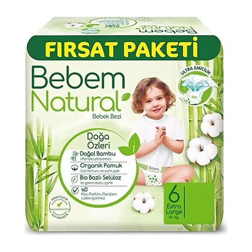 Bebem Natural Bebek Bezi Ultra Fırsat Paketi Extra Large 6 No 64 Lü. ürün görseli