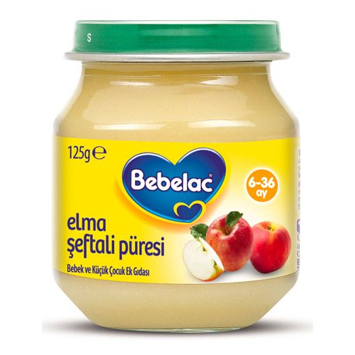 Bebelac Elma Şeftali Püresi 125 gr Kavanoz Maması. ürün görseli