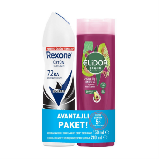 Rexona Deo Invb Wh+Elidor Avkd 200Ml Avantaj Paket. ürün görseli