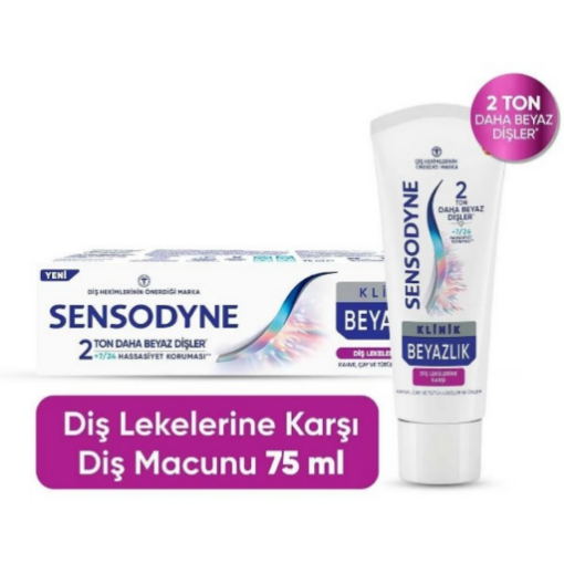 Sensodyne Klinik Beyazlık Diş Lekelerine Karşı Florürlü Diş Macunu 75 ml . ürün görseli