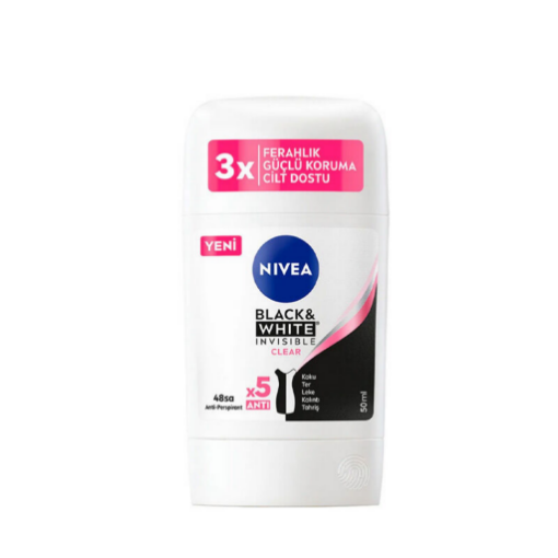 Nivea Invisible For Black - White Clear Kadın Deodarant Stick 50 ml. ürün görseli