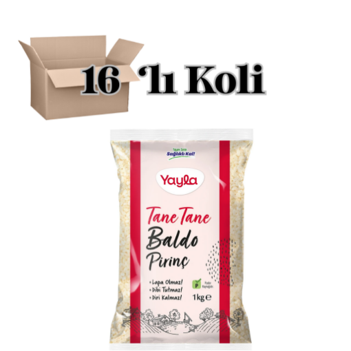 YAYLA PIRINC 1KG TANE TANE BALDO*16 ADET KOLILI. ürün görseli