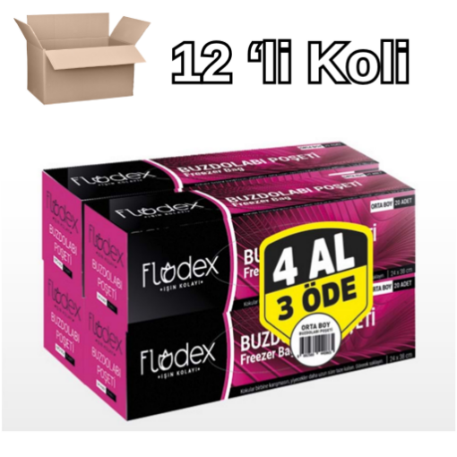 Flodex Buzdolabı Poşeti 4lü Orta X 12 ADET KOLILI. ürün görseli